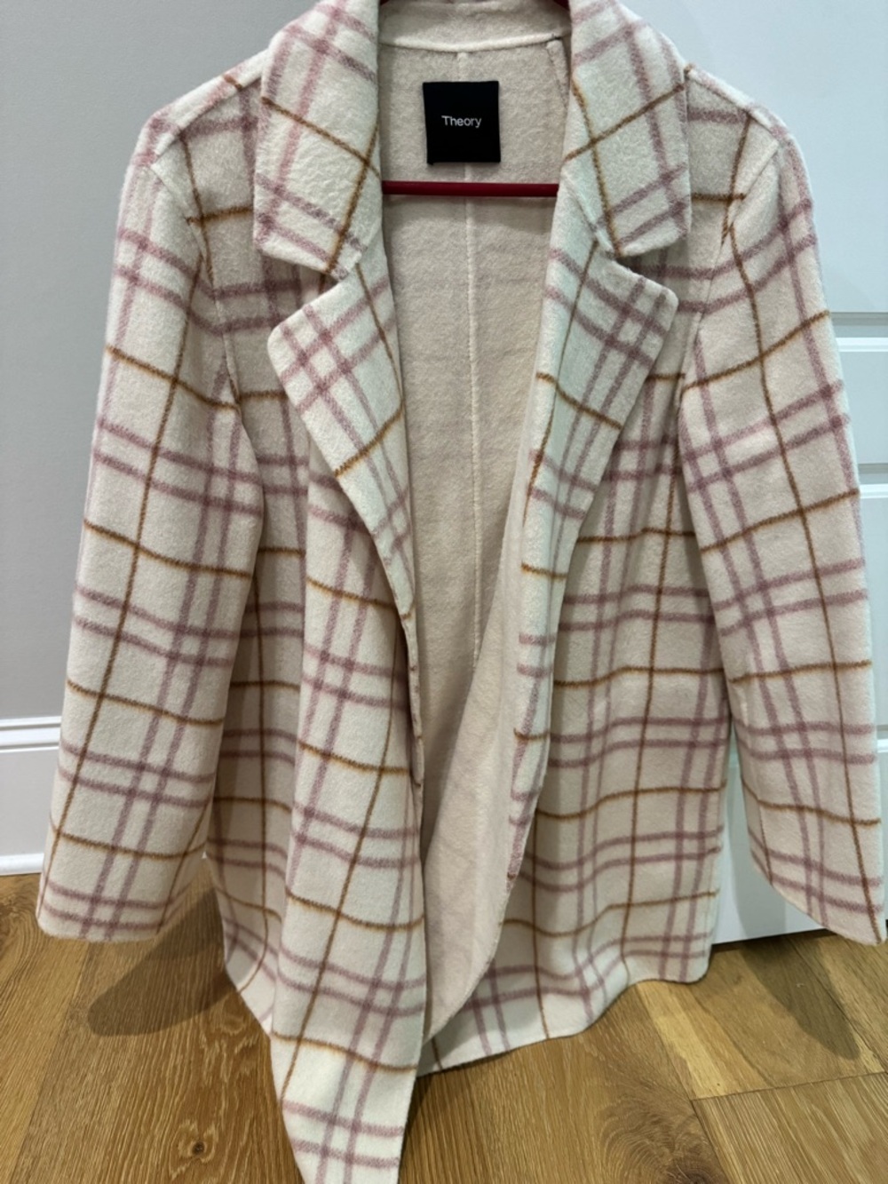 Theory Cream Plaid Blazer with Pink and Camel Windowpane
